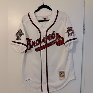 Atlanta Braves Chipper Jones Mitchell & Ness White Authentic Jersey
